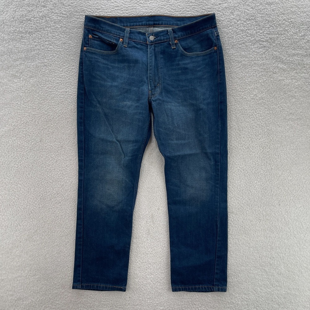 Levis Jeans Mens 36x30 Blue 514 Straight Fit Dark Wash Denim Grunge Cowboy